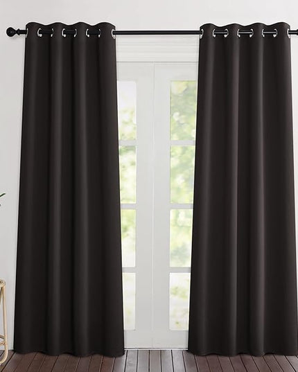 NICETOWN Toffee Brown Blackout Curtains 80 inch Length 2 Panels Set - Grommet Thermal Insulated Window Treatments Light & Sound Blocking Drapes for Living Room/Doorway, W46 x L80