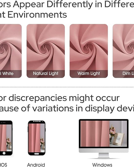 HOMEIDEAS Coral Blackout Curtains for Bedroom 52 X 84 Inch Length 2 Panels Set Room Darkening Bedroom Curtains, Soundproof Thermal Grommet Window Curtains for Living Room for Christmas