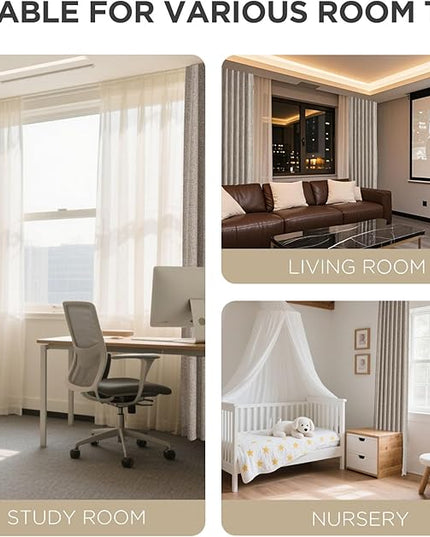 Joydeco 100% Blackout Curtains for Bedroom - Natural Linen Curtains 42" Wx 63" L Long, Thermal Insulated 2 Panels Linen Light Blocking Drapes, Rod Pocket & Back Tabs for Living Room