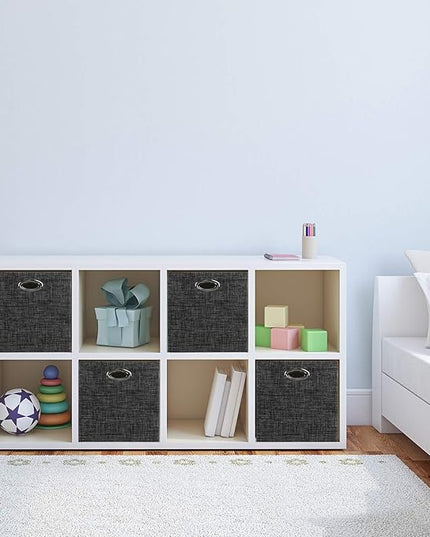 Posprica Storage Cubes,12×12 Storage Bins ,Foldable Storage Baskets Fabric Drawers Containers for Shelf Cabinet Bookcase,Thick and Heavy Duty (4pcs, black)