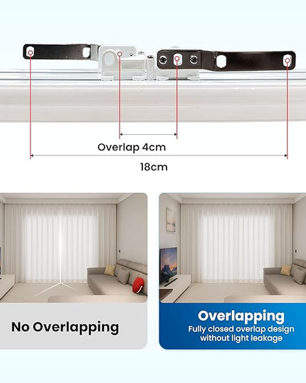 Osprey Smart Curtain Track, Single-Piece Motorized Rod, Adjustable Length, Quiet Heavy-Duty Motor, Remote & App Control, Compatible with Alexa & Google Assistant, Ceiling or Wall Mounted