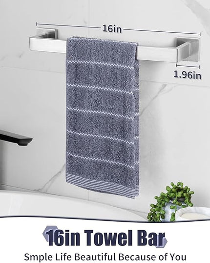Bathroom Accessories Towel Bar Set: 20 Pieces Brushed Nickel Square Bathroom Hardware SUS304 Stainless Steel - Wall Mounted Towel Rack&Toilet Paper Holder&Towel Ring and Towel Hook