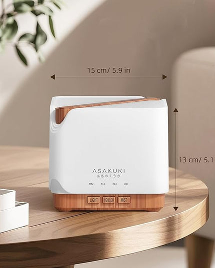 ASAKUKI Essential Oil Diffuser 700ml, Ultrasonic Aromatherapy Humidifier with Top 6 Essential Oils Set, 7 LED Colors, Timer & Auto-Off, Large Room Diffuser