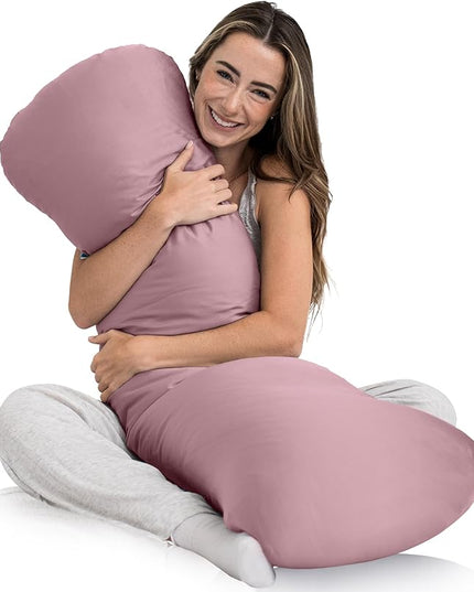 Weighted Body Pillow 8lbs - Weighted Pillow for Deeper Sleep (48" x 14") - Cooling Body Pillows for Adults, Side Sleeper Body Pillows with Cover (X-Large/Blossom)