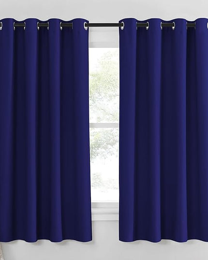 NICETOWN Blackout Curtain Panel 63 inch Long for Window - Thermal Insulated Solid Grommet Blackout Drape for Bedroom Living Room Kitchen (Single Panel, 52W x 63L, Navy Blue)