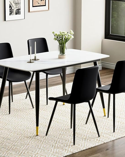 50'' Dining Table Set for 4, Dining Room Sets for 4, Sintered Stone Dining Table Chairs Set of 4, Easy to Assemble，Suitable for Small Spaces