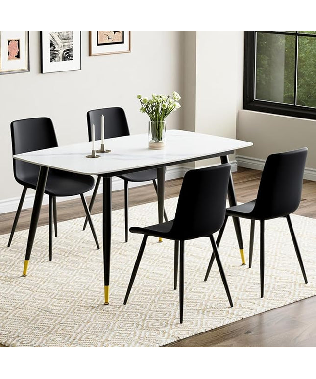 50'' Dining Table Set for 4, Dining Room Sets for 4, Sintered Stone Dining Table Chairs Set of 4, Easy to Assemble，Suitable for Small Spaces