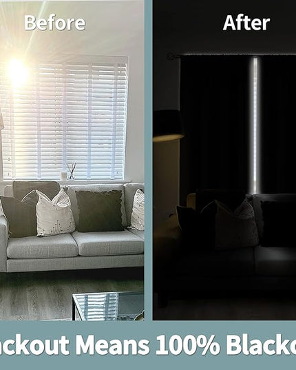 BGment Black Black Out Curtains for Bedroom Window 2 Panels Set, Bedroom Curtains Double Layer 100% Room Darkening Thermal Insulated Rod Pocket Window Drapes, Each 52 x 54 Inch,