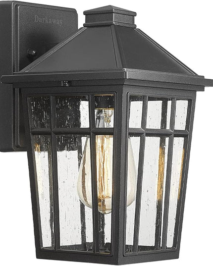 Darkaway Outdoor Sconce Lights Wall Light Fixtures, Front Porch Light Outdoor Wall Anti-Rust Waterproof Aluminum with Glass Exterior Light Fixture for Patio, Yard, Doorway, Garage(1 Pack, Black)