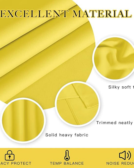 NICETOWN Sliding Glass Door Curtain Extra Long 84 inches Long, Grommet Thermal Insulated Blackout Patio Door Curtain Panel for Bedroom/Pergola, Bright Yellow, 1 Panel, W100 x L84