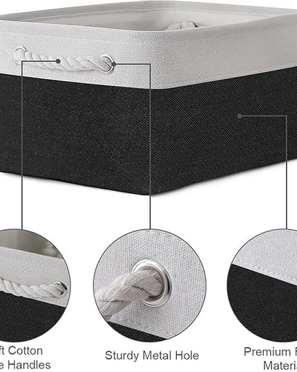 TheWarmHome Storage Bins for Shelves - 1 Pack 13.8x9.7x6.7 inch Storage Basket for Organizing for Closet Organizer Cubes Laundry Cloth Nursery (White & Black)