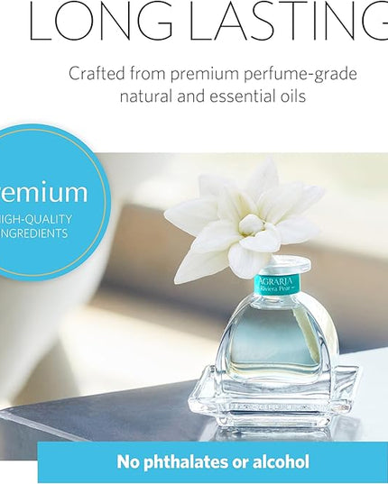 AGRARIA at The Beach PetiteEssence Collection, Handmade Sola Flower Reed Diffuser Set of 3, Luxury Home Fragrance Scented Oil Diffuser Gift Set