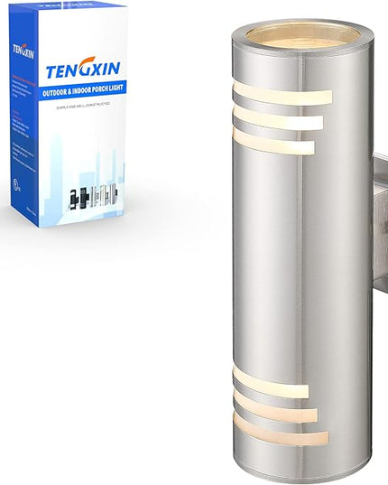 TENGXIN Outdoor Wall Lights,Exterior Wall Light Fixture with Stainless Steel Cylinder,Waterproof.