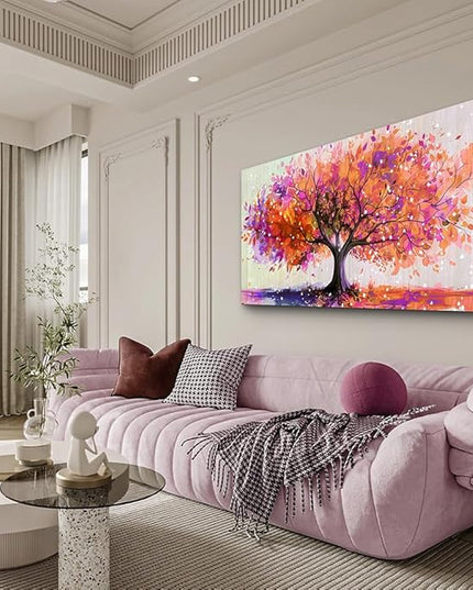 Wapluam Framed Wall Art For Living Room Large Canvas Wall Decorations For Office Bedroom Wall Decor Abstract Watercolour Wall Pictures Red Tree Paintings Canvas Prints Artwork Home Decor Mural
