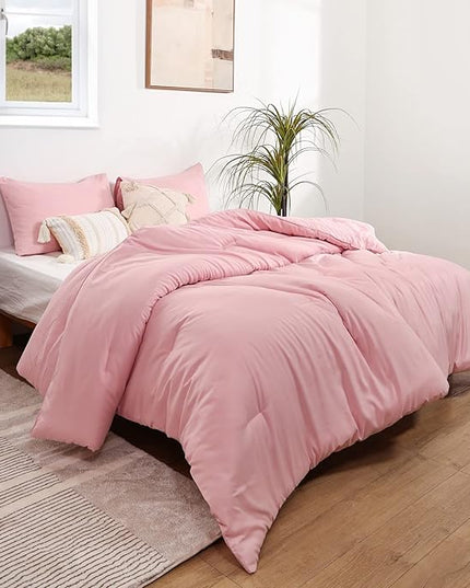 ROSGONIA Full Size Comforter Sets for Girls Boys Teens Pink, 3pcs (1 Boho Comforter & 2 Pillowcases), Lightweight Dorm Bedding Soft All Season Bed Set