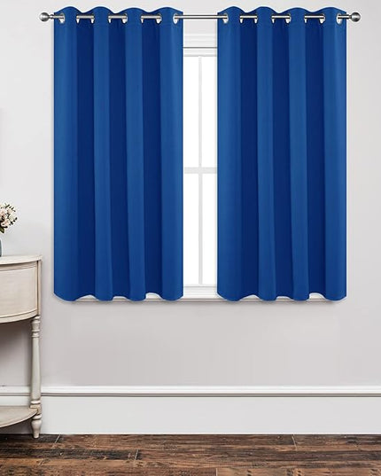 Joydeco Blackout Curtains 54 Inch Length 2 Panels Set, Thermal Insulated Long Curtains& Drapes 2 Burg, Room Darkening Grommet Drapes for Living Room Bedroom Window (W52 x L54 Inch, Royal Blue)