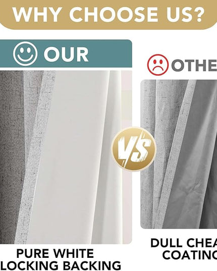 H.VERSAILTEX 100% Blackout Curtains for Bedroom Thermal Insulated Linen Textured Curtains Heat and Full Light Blocking Drapes Living Room Curtains 2 Panel Sets, Glacier Gray, 52x45 Inch