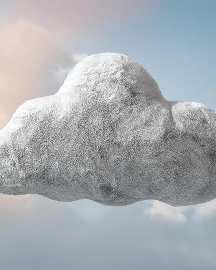 YRXRUS Cloud Pillows, Gray Cloud Shaped Pillow, Decorative Throw Pillow Gifts, Cute Plush Room Decor, Fluffy Faux Rabbit Fur 9.5"x16" Pillows for Living Bedroom Kids Room