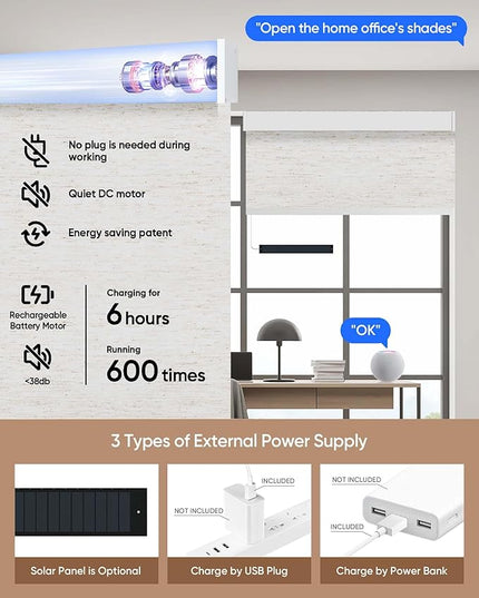 Kincmo Motorized Blinds with Remote,100% Blackout Motorized Roller Shades Work with Apple Homekit,Alexa,Google, Custom Electric Blinds with App,Voice Control (Linen White)