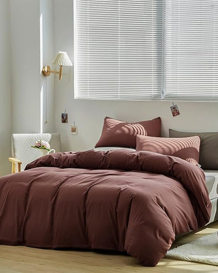 CLOTHKNOW Brick Red Queen Comforter Set 3Pcs Brownish Bedding Comforter Sets Dark Rust Comforter Rust Red Queen with 2 x Pillowcases