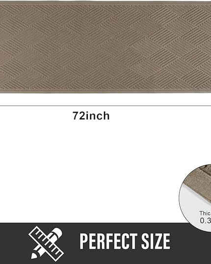 Sturdy Front Door Mat, Absorbent Muddy Dirt Resist Welcome Door Mats Outdoor Indoor, Stain and Fade Resistant, Non-Slip Rubber Backing Low Profile Doormat for Entryway, 72×24, Beige