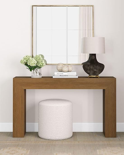 Plank+Beam Grand Console Table, 56 Inch Solid Wood Modern Sofa Table, Narrow Entryway Table for Hallway, Behind The Couch, Living Room, Foyer, Pecan Wirebrush