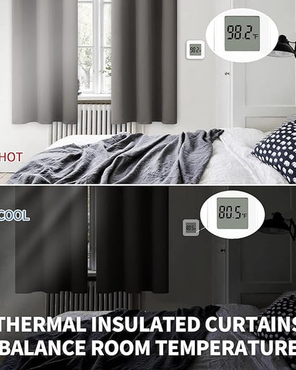BGment Blackout Curtains for Bedroom - Grommet Thermal Insulated Room Darkening Curtains for Living Room, Set of 2 Panels, Each 46 x 72 Inch, Grey