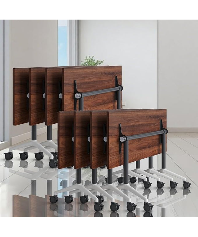 Folding Conference Room Tables, Seminar Conference Table Modern Flip Top Training Meeting Tables, Conference Room Table with Wheels for Home Office Classr,8 Pack 47.2inch