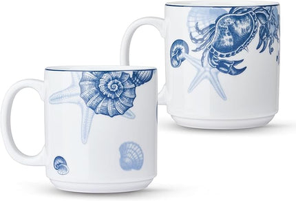 Minh Long 12 OZ Porcelain Coffee Tea Mugs, Set of 2, Non-toxic, Heat Retention, Oven Safe up to 482°F, Microwavable, Ideal for Latte, Hot Choco, Black Coffee, Tea, Herbal Brew, Gifts for Dad Mom