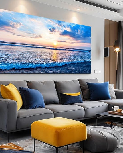 Canvas Wall Art for living room blue beach ocean sea waves landscape Wall Decor Ready to Hang Home Decorations bedroom kitchen bathroom inspirational Canvas prints posters painting wall mural Artwork