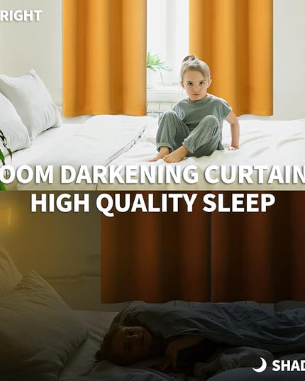 BGment Room Darkening Curtains 63 Inches Long - Grommet Thermal Insulated Drapes Window Treatment Curtains for Bedroom, 2 Panels, 42 x 63 Inch, Mustard Yellow