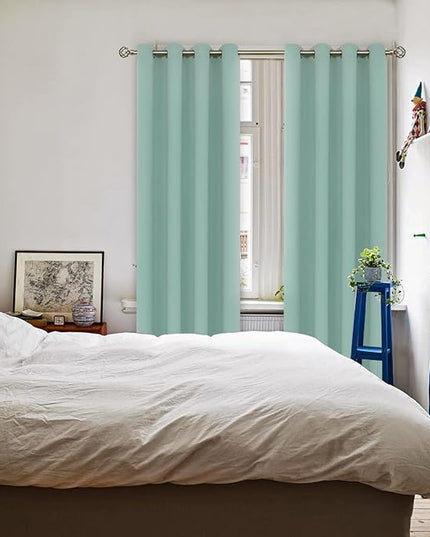 BGment Blackout Curtains - Grommet Thermal Insulated Room Darkening Bedroom and Living Room Curtains, Set of 2 Panels (52 x 84 Inch, Frosty Green)