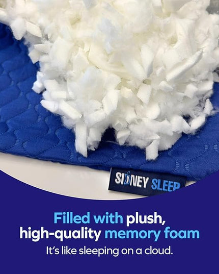 Sidney Sleep Set of 2 Queen Size Bed Pillows for Side and Back Sleepers - Adjustable Filling - Memory Foam Pillows for Neck and Shoulder Pain - Customizable Loft - Extra Foam Included (Blue)