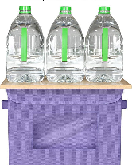 Univivi Storage Bins with Lids [4-Pack] Fabric Lidded Storage Baskets Stackable Closet Storage Bins, Closet Organizers and Storage with Lid & Clear Window for Home, Office, Bedroom (Purple)