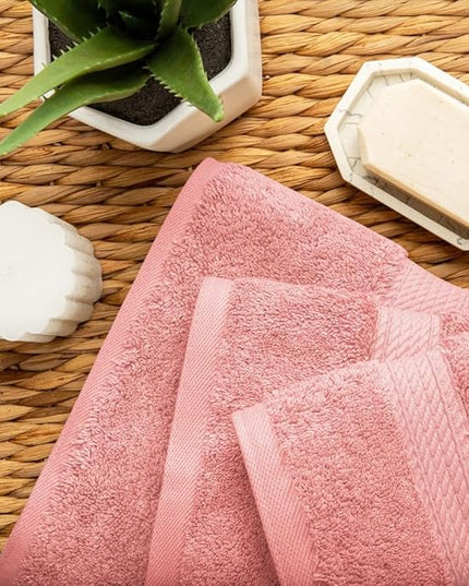 Superior Egyptian Cotton Pile 3 Piece Towel Set, Includes 1 Bath, 1 Hand, 1 Face Towel/Washcloth, Ultra Soft Luxury Towels, Thick Plush Essentials, Guest Bath, Spa, Hotel Bathroom, Tea Rose