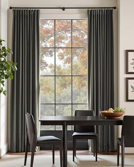 Lazzzy Velvet Blackout Curtains Thermal Insulated Room Window Drapes Super Soft Luxury Curtains for Living Room Bedroom Rod Pocket 2 Panels, Grey, 52" W x 96" L