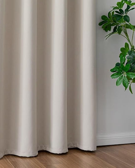 Cream Curtains 108 Inch Length 2 Panels Set, Light Filtering Curtains for Living Room 108 Inch Long, Grommet Energy Saving Semi Sheer Drapes for Bedroom Window(W52 x L108)