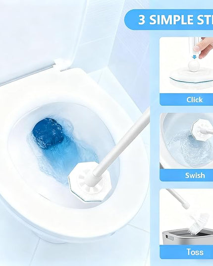 50-Count Disposable Toilet Brush Refills | Universal Cleaning System: Toilet Wand Heads & Bowl Clean Pads Compatible with Most Handles