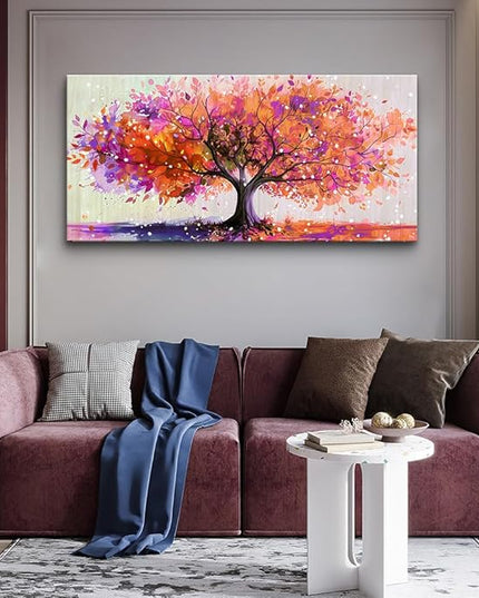 Wapluam Framed Wall Art For Living Room Large Canvas Wall Decorations For Office Bedroom Wall Decor Abstract Watercolour Wall Pictures Red Tree Paintings Canvas Prints Artwork Home Decor Mural