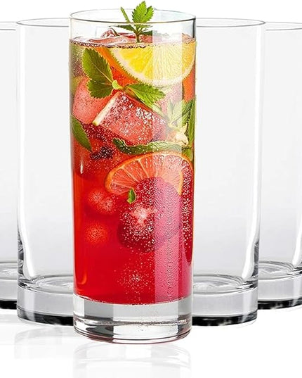 LEMONSODA Premium Highball Glass Set - Elegant Tom Collins 15oz Glasses Set of 6 Tall Drinking Water Glasses - Bar Glassware for Cocktail, Mojito, Whiskey (Set of 6)