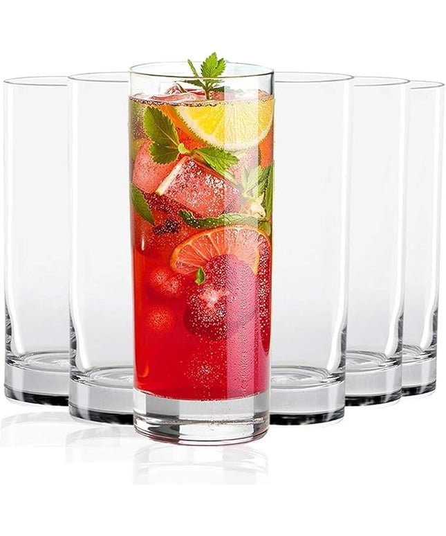 LEMONSODA Premium Highball Glass Set - Elegant Tom Collins 15oz Glasses Set of 6 Tall Drinking Water Glasses - Bar Glassware for Cocktail, Mojito, Whiskey (Set of 6)