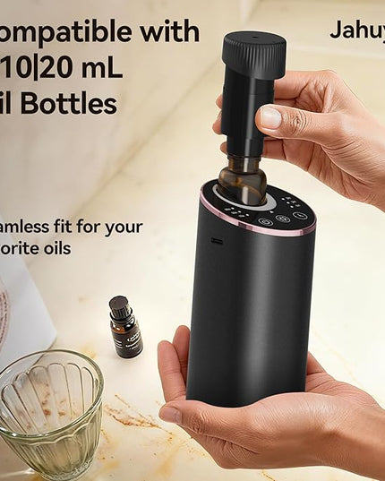 Waterless Essential Oil Diffuser Aromatherapy Scent Diffusers for Home Large Room, Bedroom, Car, Office, Desk, Battery Operated Mini Portable Air Freshener, 3 Countdown Timers & 3 Mist Levels
