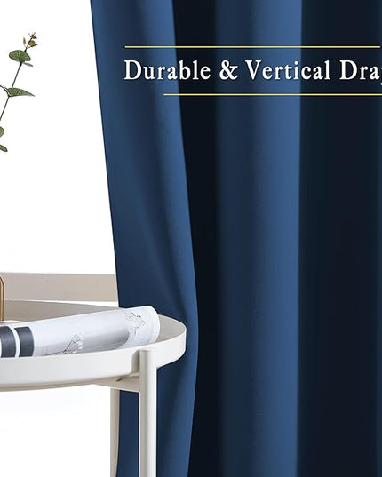 NICETOWN Blackout Curtains and Drapes for Kitchen - Thermal Insulated Solid Grommet Top Blackout Panels/Draperies for Kid's Room (1 Pair, 52 x 54 inches in Moroccan Blue)