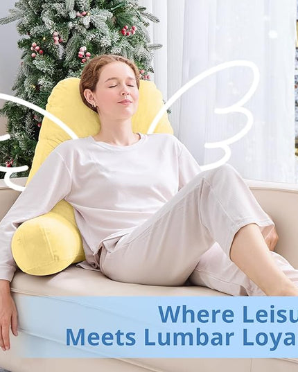 Sasttie 25-inch Reading Pillows for Sitting in Bed Adult, Jumbo Velvet Back Pillow Bed Sitting Up, XL High Back-Rest Support Cushion for Sit Up on Couch & Floor, Oeko-Tex Certified, Light Yellow