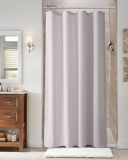 Naturoom 48 Inch Shower Curtain - Stall Narrow Half Green Linen Ultra Thick Fabric Shower Curtain Set with Hooks, Boho Farmhouse Rustic RV Camper Bath Curtains for Bathroom, Champagne, 48x72