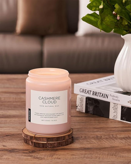 M&SENSE Warm Cashmere Scented Candles, 19.4oz 110 Hour Long Lasting 2 Wick Organic Natural Soy Wax in Glass Jar Candle for Bedroom Kitchen Home Decor, Housewarming Gifts for Family Friends
