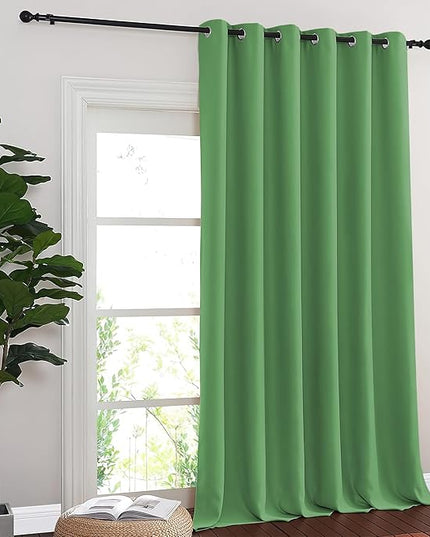 NICETOWN Sliding Door Curtain 108 Inches Long - Blackout Thermal Insulated Grommet Room Divider Privacy Drape for Patio Glass Door, 1 Panel, Froest Green, 100 Inch Extra Wide