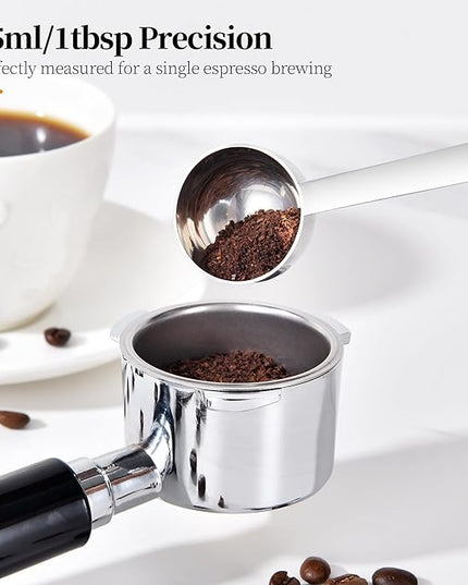 Long Handle Coffee Scoop: 8.3 Inch 18/8 Stainless Steel 1 Tablespoon Metal Measuring Spoon Tbsp Scoop for Coffee Beans, Grounds Coffee, Coffee Powder, Tea, Tall Jars (1Tbsp/15ml)