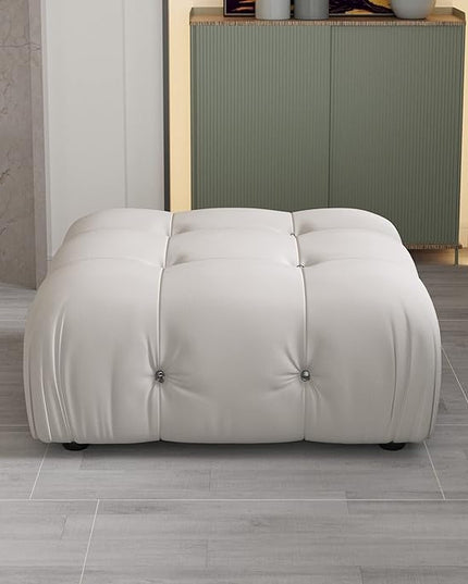 JACH Modern Ottoman Module for Living Room, Minimalist Comfy Breathable Footstool,Velvet Ottoman for Living Room Apartment (Beige)