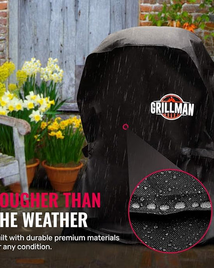 Grill Cover by Grillman, Black, 30 Inch, BBQ Outdoor Grill Covers, Charcoal & Gas Grills, Waterproof, Rip-Proof, Weather-Resistant, Anti-UV, Barbecue Cover for Weber, Genesis, Charbroil, Nexgrill, etc